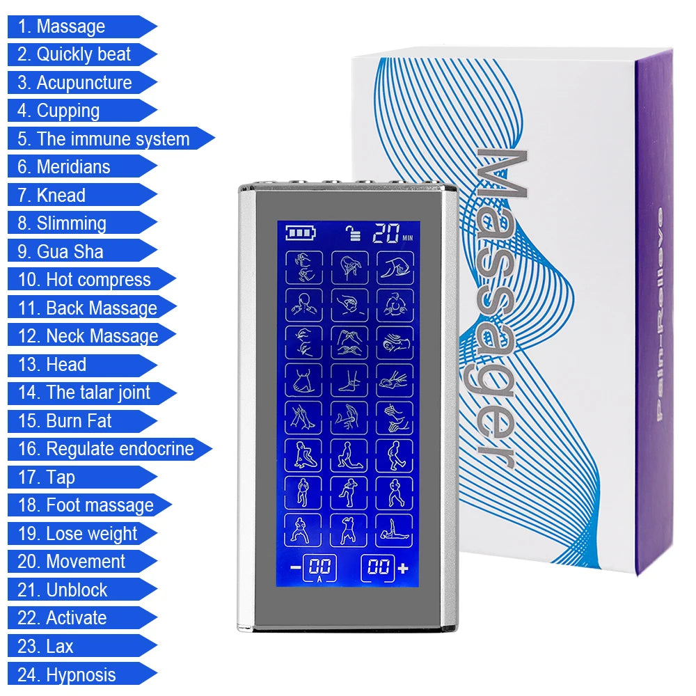24 Modes Tens Unit Machine with 4 Electrode Pads for Pain Relief Pulse Massage EMS Muscle Stimulator Pain Relief Massage Relax