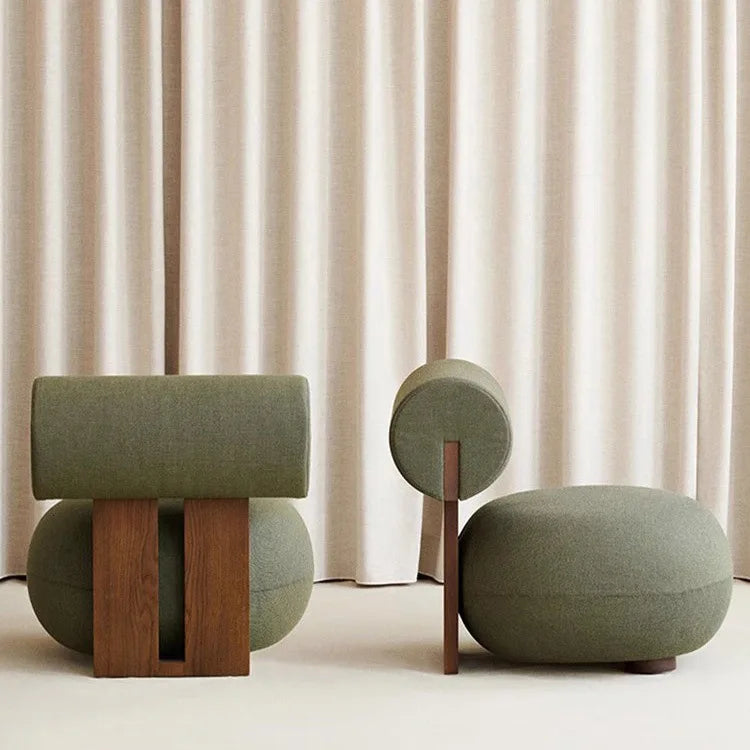 Homestaybalcony Lamb Velvet Single Sofa in The Ancient Style Leisure Back Sofa Chairs Cream Style Solid Wood Sofa Chair