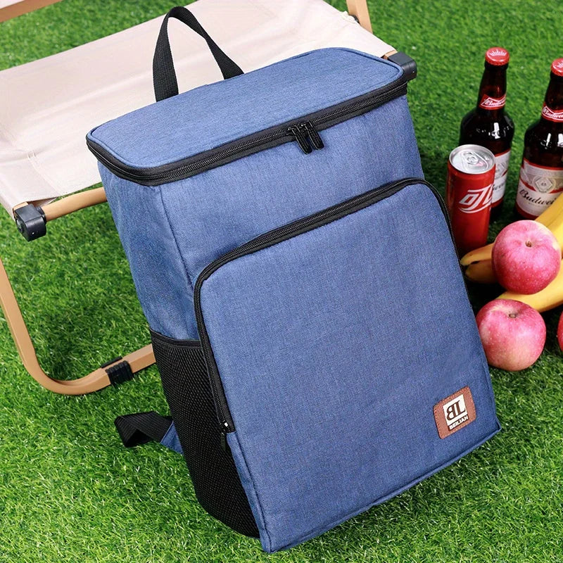 1pc, Large Insulated Lunch Backpack Cooler Bag - Waterproof Oxford Fabric Rectangular Travel Beer Cooler With PEVA Lining