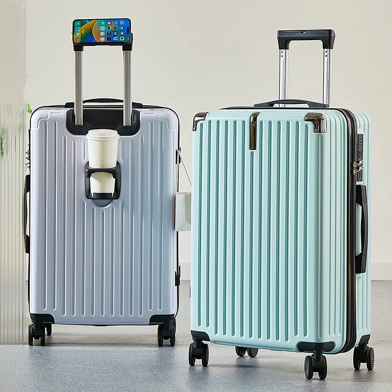 Large Capacity Medium Travel Luggage Bag 20-26 Inch Rolling Bag with Cup Holder And Phone Stand for Easy Carry-On Travel