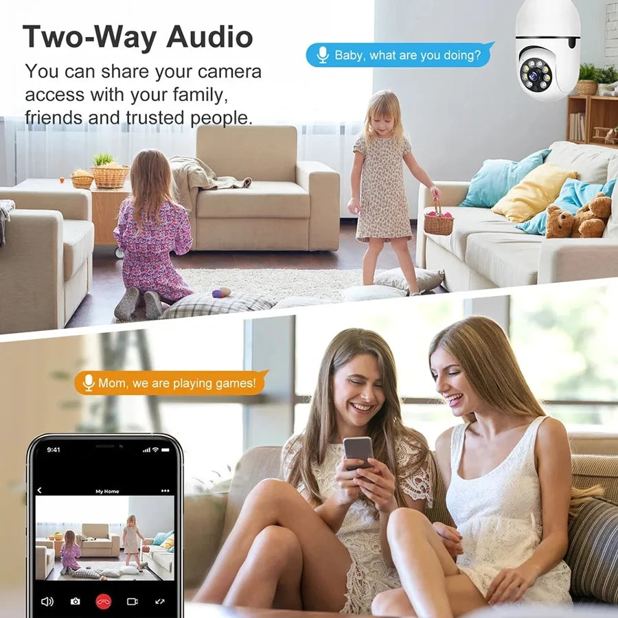 Bulb Surveillance Camera Full Color Night Vision Automatic Human Tracking Zoom Indoor Security Monitor Wifi Camera Smart Home