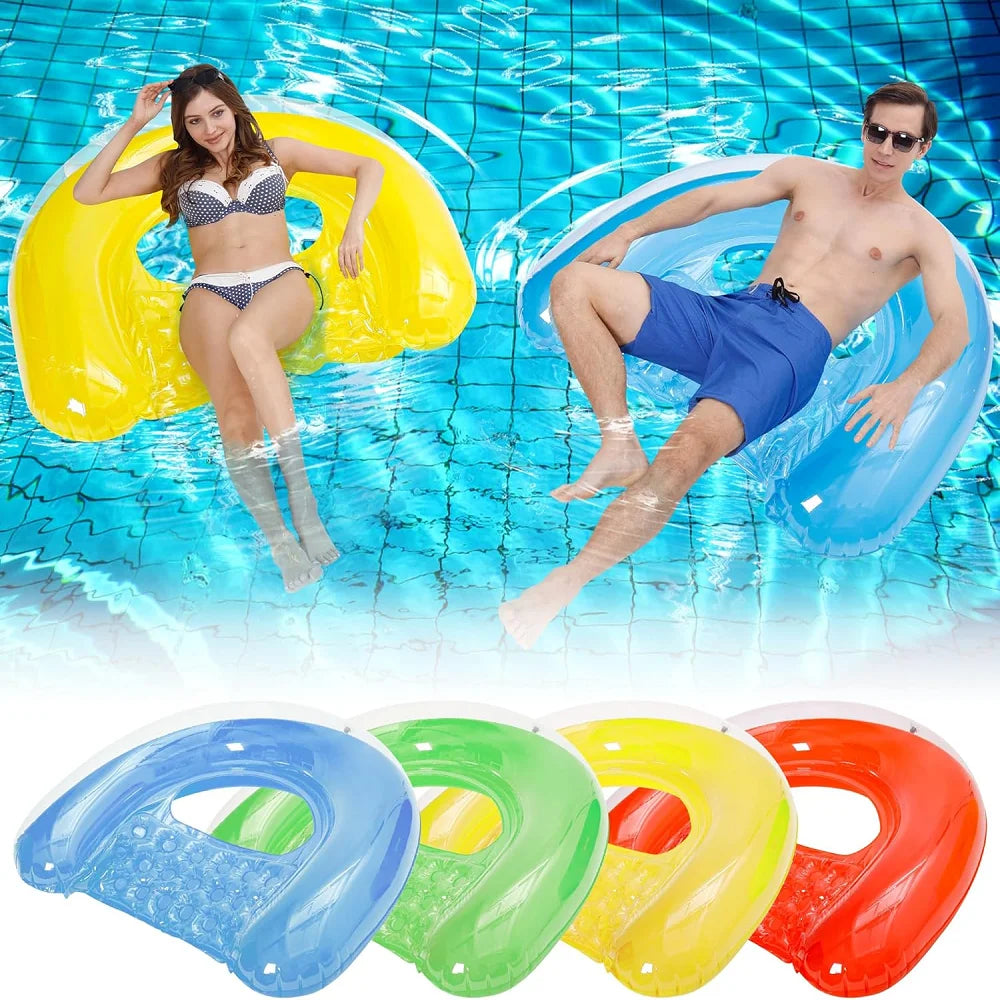Inflatable Pool Floats for Adult Kids, Float Chairs with Cupholders and Handles Pool Lounges, PVC Water Mattresses Hammock Mat