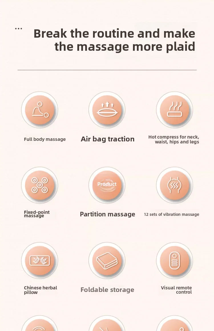 Cervical Massager Neck Waist Back Full Body Multifunctional Massage Cushion Home Recliner Electric Mattress