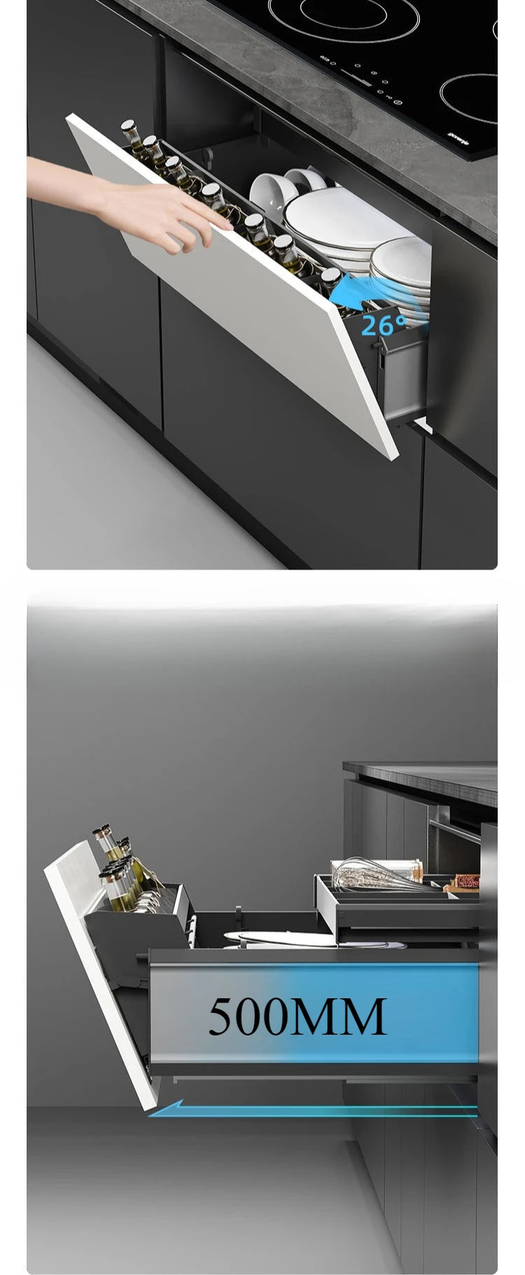 Metal Kitchen Cabinet Storage Narrow Organizer Drawer Small Spaces Extendable Cabinets Household with Sliding Track Furniture