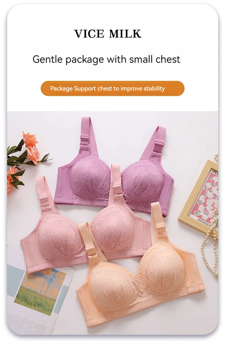 New Lace Printed Oversized Pregnant Women's Breastfeeding Underwear Comfortable Without Steel Ring Gathering Anti Sagging Bra