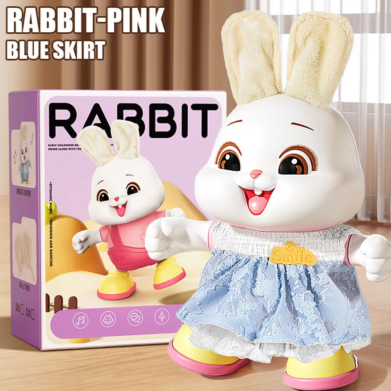 Electronic Rabbit Pets Kids Dancing Walking Encourages Crawling Moving Have Sound Interactive Toy for 3 Years Children Gifts