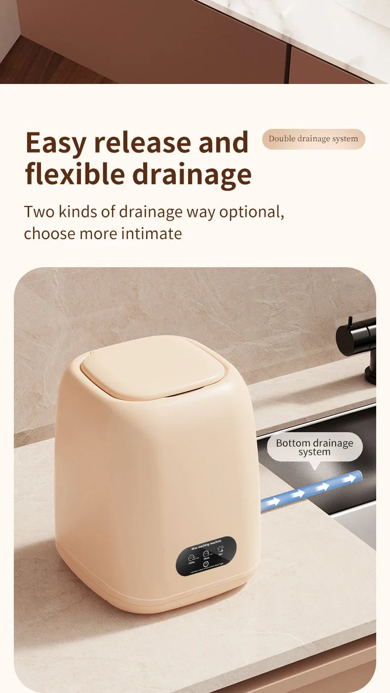Mini Fully Automatic Portable Washing Machine with Spin Dryer 220V for Underwear Children Clothes