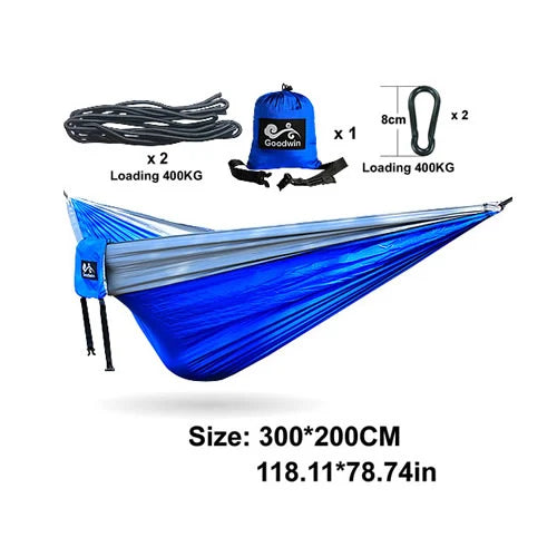 300X200CM Double Person Outdoor Garden Camping Hammock Lightweight Parachute Nylon Travel Hiking Swing Hang Sleeping Bed