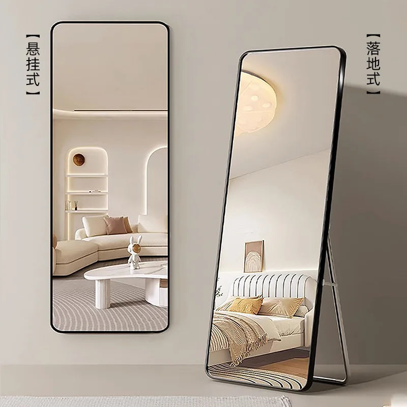Full Length Tempered Glass Dressing Mirror for Girls, HD Wall Mounted or Floor Standing, Antiexplosion, Home Bedroom