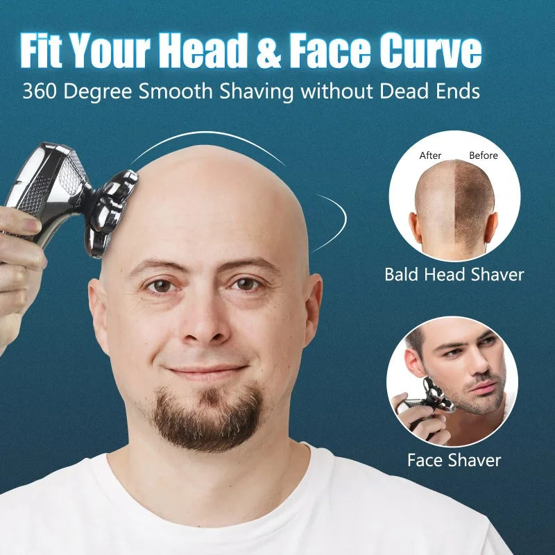 5 in1 Head Shavers for Men 7D, Cordless Bald Head Shaver Wet&Dry Waterproof Electric Razor for Men with LED Display Grooming Kit