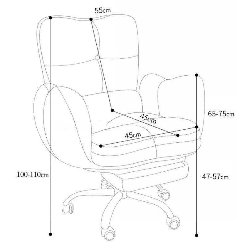 Soft Cloth Wide Fixed Armrests Home Gaming Desk Chair Leather Thick Ergonomic Office Chair Adjustable Gamer Computer Sofa Chairs