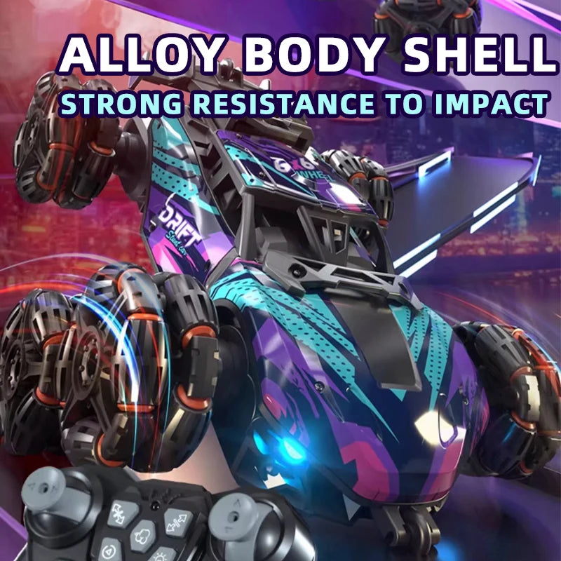 Children's Alloy Remote Control Car Morphing Six-Wheeled RC Off-Road Climbing Stunt Four-Wheel Drive Spray Drift Racing Car Toys