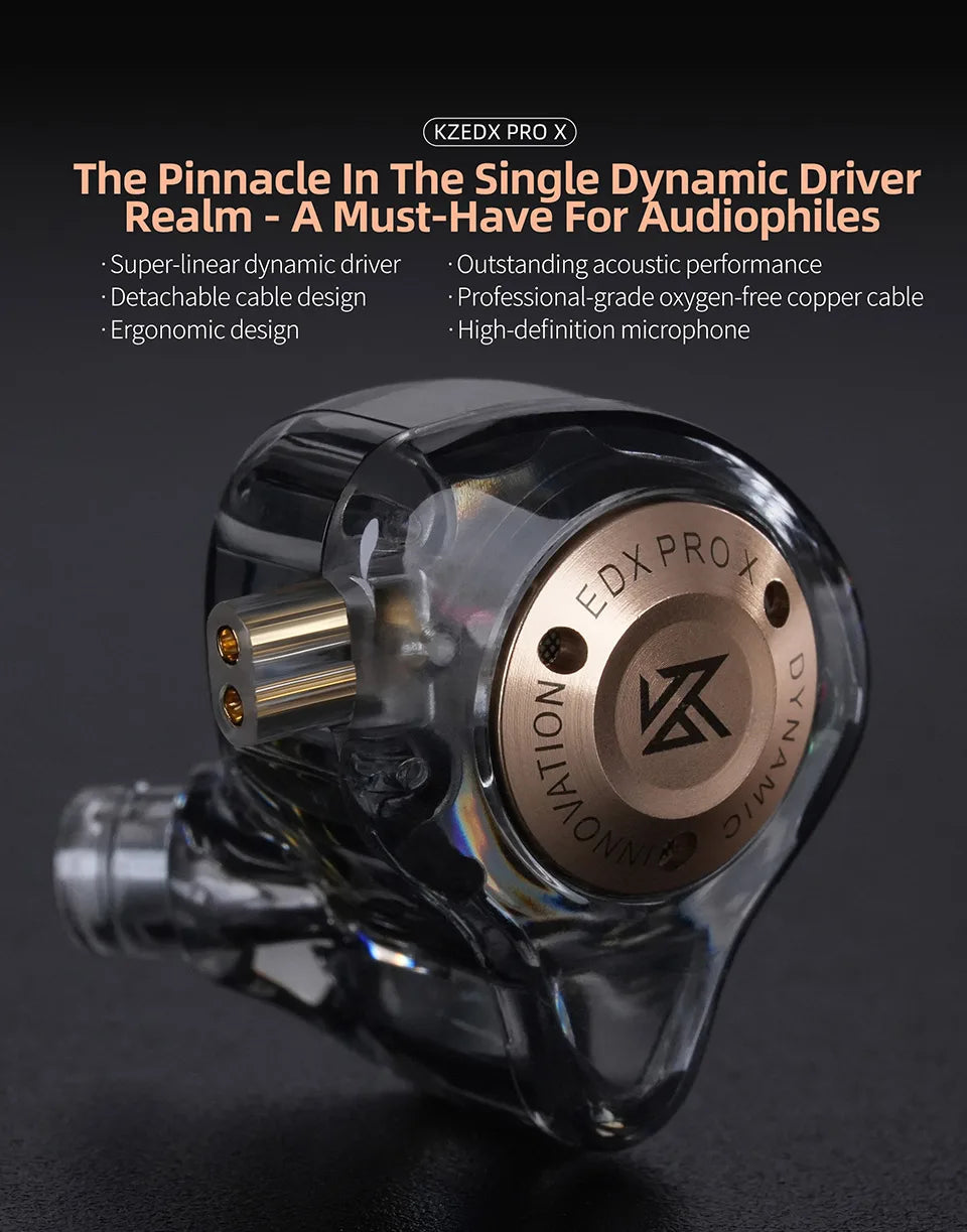 KZ EDX PRO X high-performance 10mm dynamic Hifi in ear sports music live monitoring wired headphones