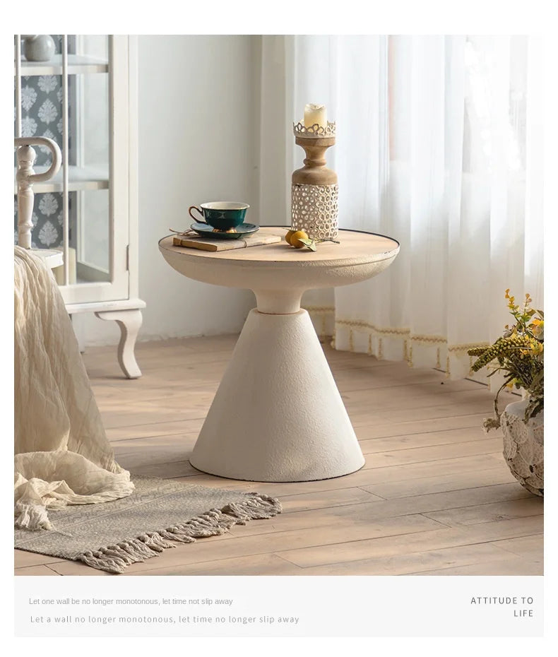 IHOME Retro Small Family Living Room, Small Wooden Table, Coffee Table Beside Sofa, Home Stay Balcony, Leisure Iron Tea Table