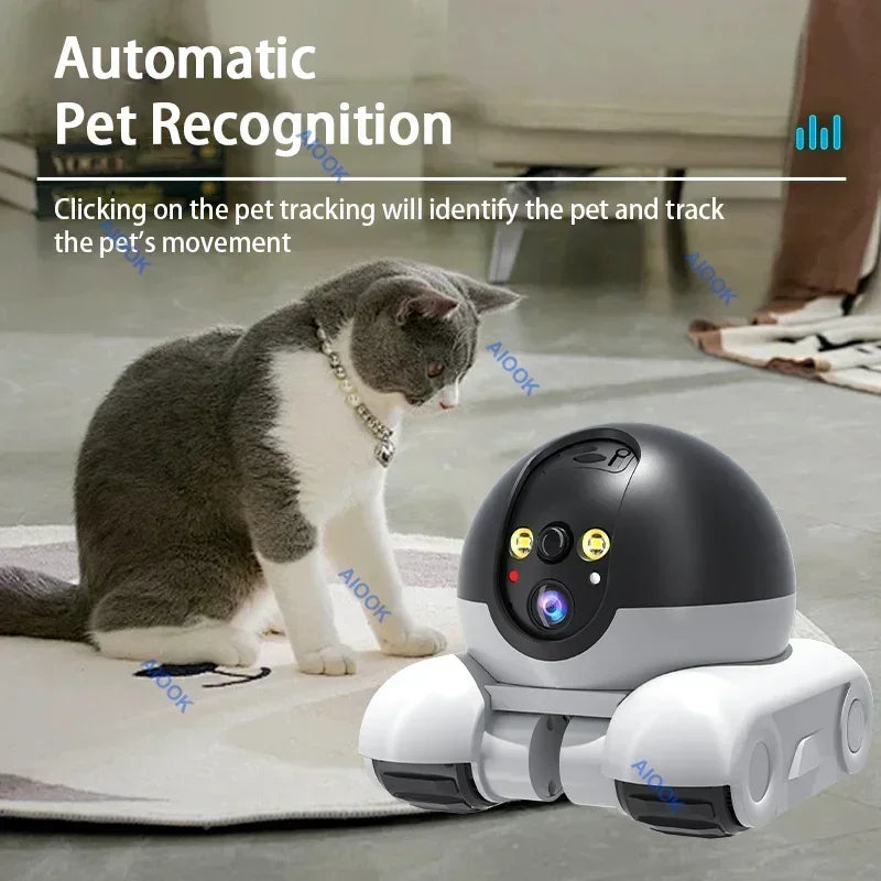 AIOOK Pet Mobile Camera HD 8MP 4K WIFI IP CCTV Baby Home Security Camera 2 Way Audio Intercom Night Vision PIR Control Mobile