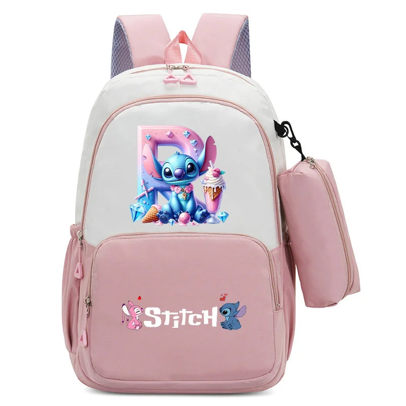 Stitch Disney Girls Schoolbag with Pencil Bags Women Travel Bag New Backpacks for Student Children Large Capacity Bookbag Gifts