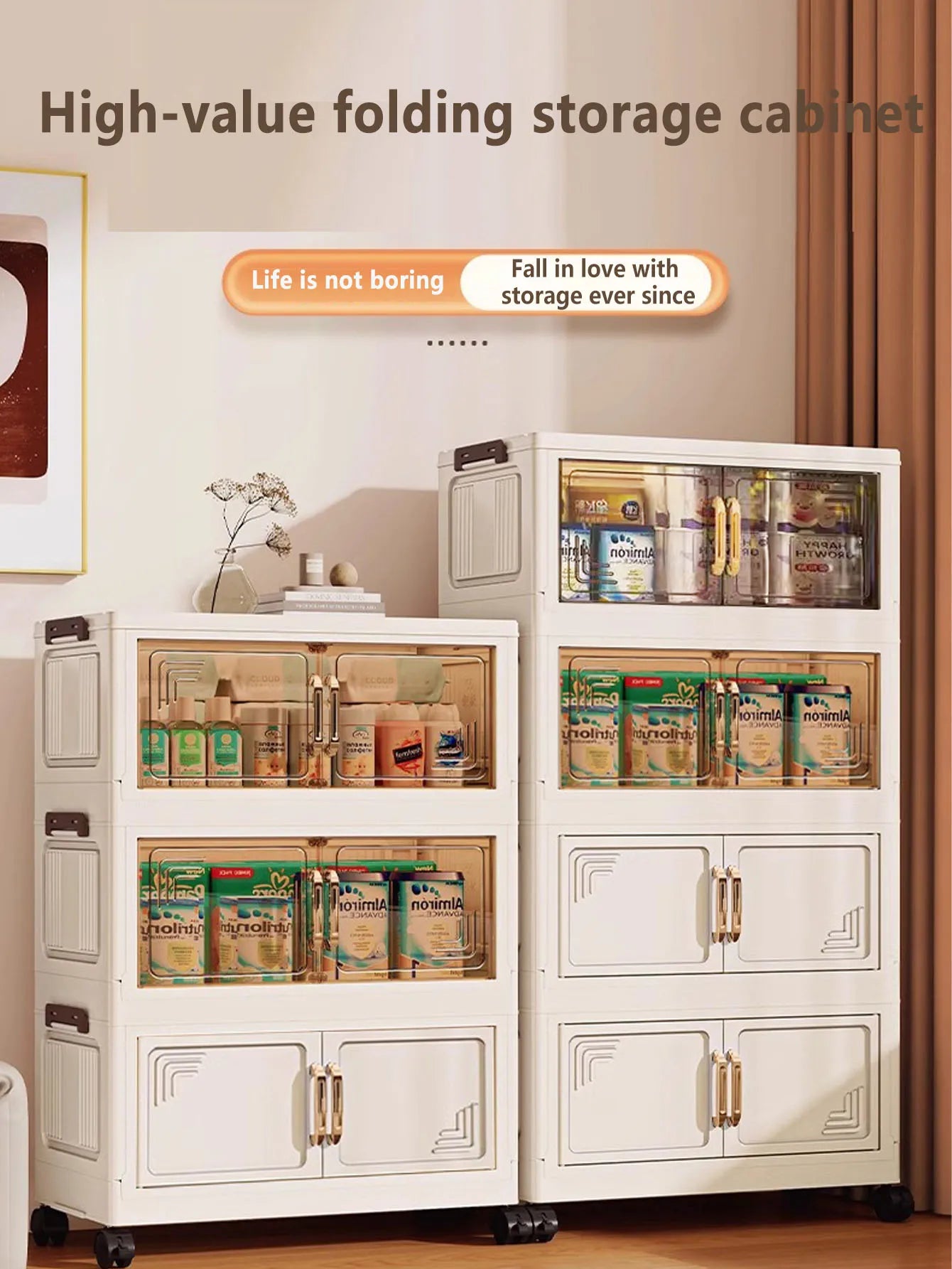 45/55/65cm Length Multifunction Storage Cabinet Large Capacity Foldable Easy-to-Install Storage Box Dustproof Wardrobe