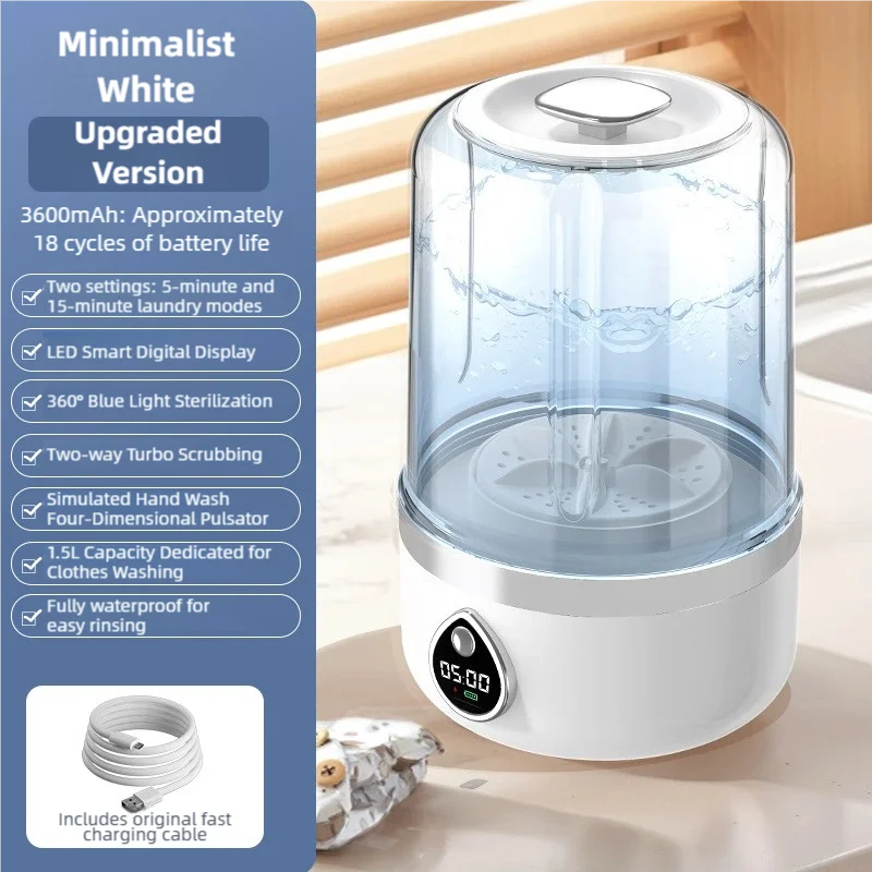 TINSOL New Mini Portable Washing Machine USB Charging Support Silent Fully Automatic Wash Essential for Dorms and Travel