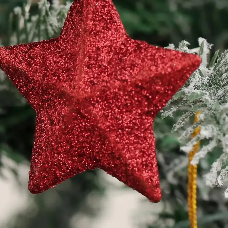 Christmas decoration pendant, Christmas tree decoration, golden three-dimensional star pendant