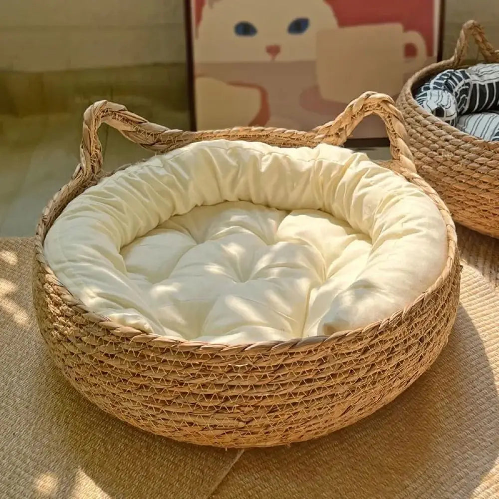 Purely natural woven cat bed, universal washable pad, pet supplies accessory, Suitable for winter,suitable for all seasons.