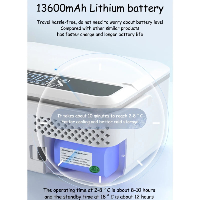 Portable Double-deck Insulin Refrigeration Box Car Mounted Household Travel Small Rechargeable Medicine Refrigeration Cold Tool