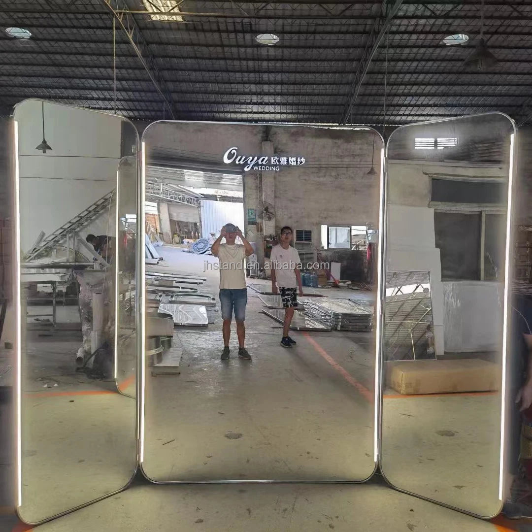 Standing Mirror Luxury Large Floor Mirror Square Round Full Length Mirror for Bridal Shop