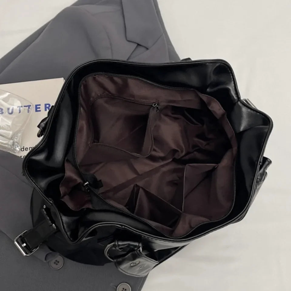 Retro Brand Roomy Shoulder Bag Female Luxury Solid Color Classic Crossbody Bag Large Capacity Style Soft PU Leather Tote Bag