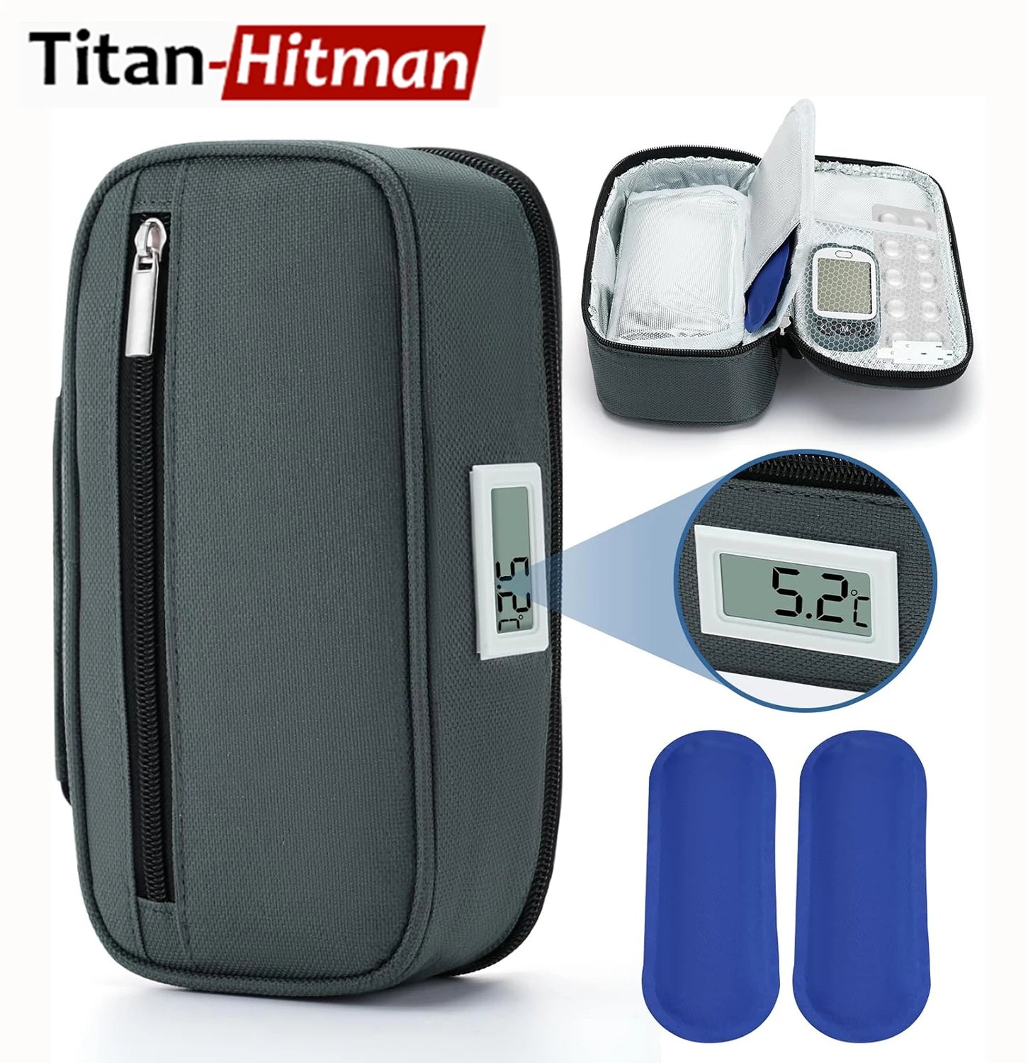 Convenient Insulin Refrigeration Box Medication Receiving Small Refrigerator With 2 Ice Packs LED Temperature Display