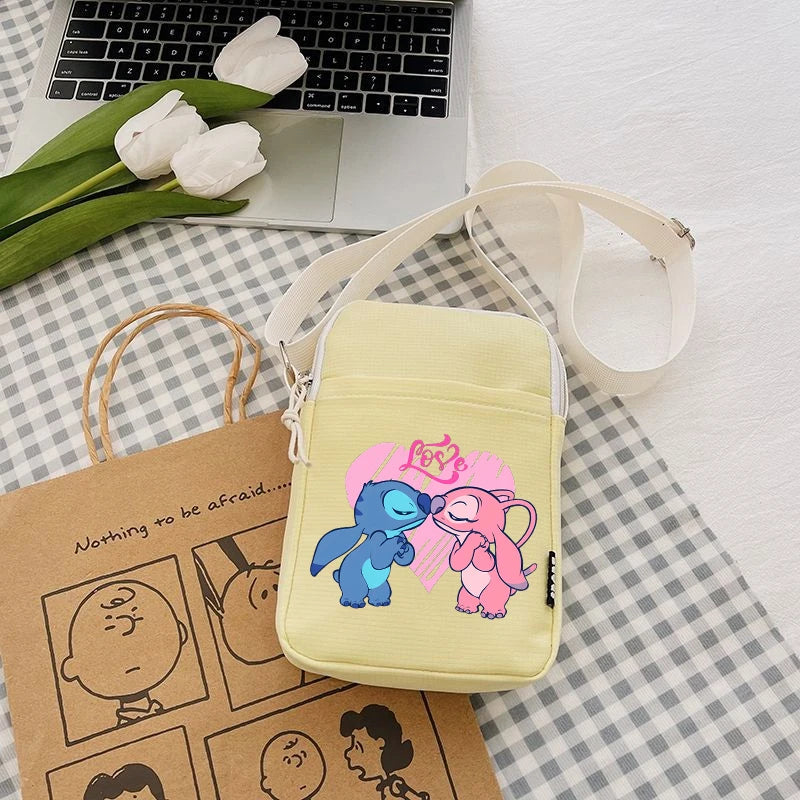 Disney Stitch Fashion Mobile Phone Bags Anime Women Messenger Bag Children Kawaii Coin Purse Girls Portable Crossbody Pouch Gift