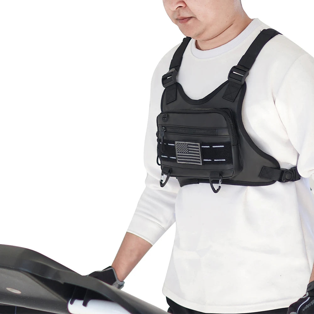 Sports Chest Bag Lightweight Front Chest Pack Running Vest Bag With Pocket Phone Holder Large Capacity Waterproof Tactical Vest