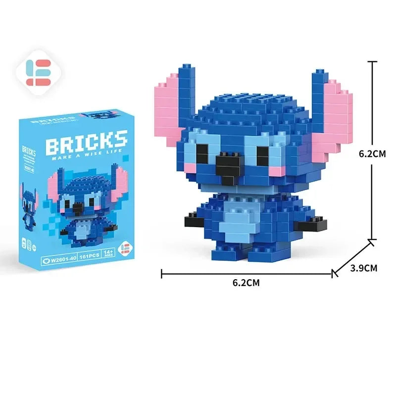 Disney LiLo Stitch Toys Building Blocks  Pikechu lega Anime Cartoon Character Model Building Blocks Toy for children Gift