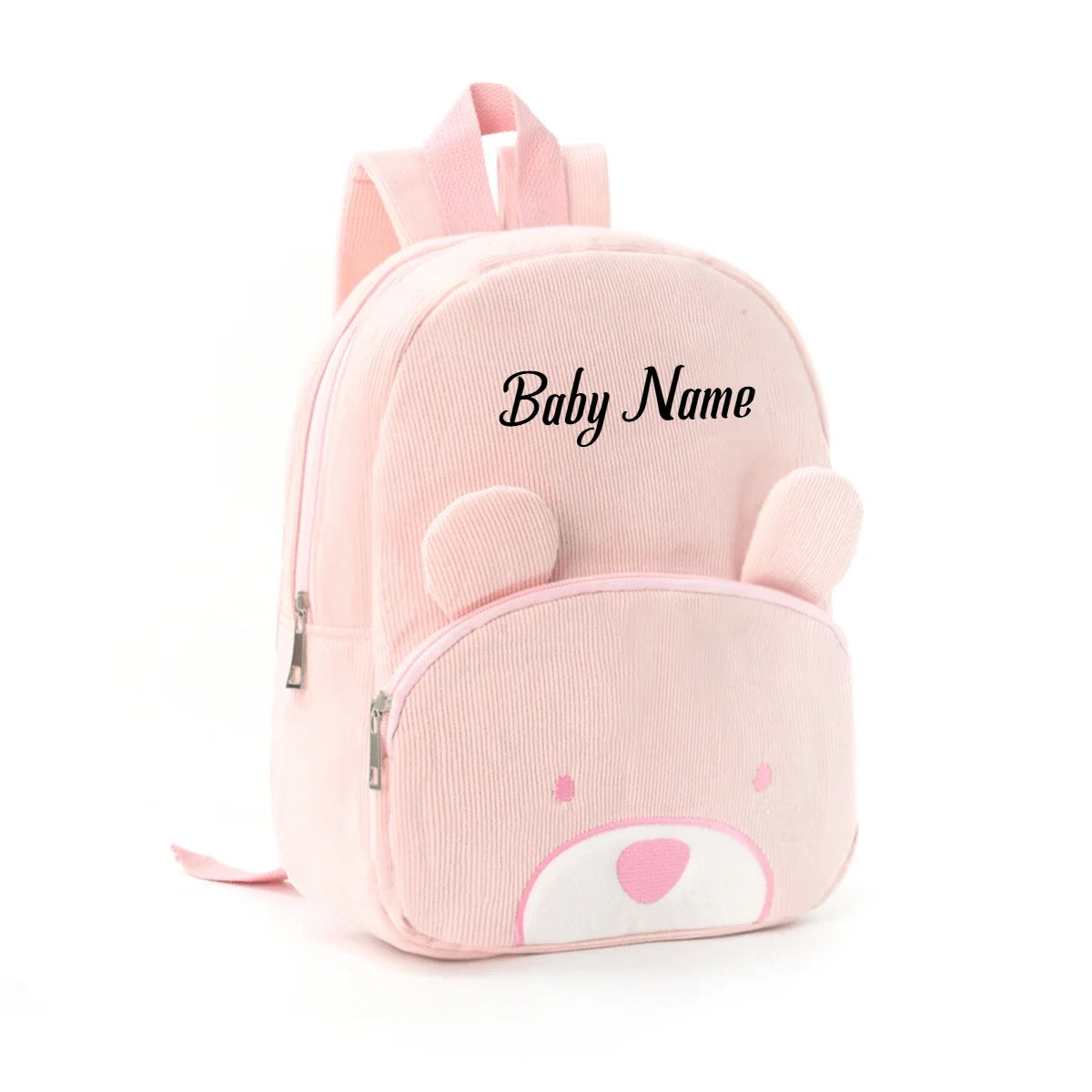 Personalized corduroy Backpack custom name embridery kindergarten schoolbags for children girls boys solid baby cute bags bear