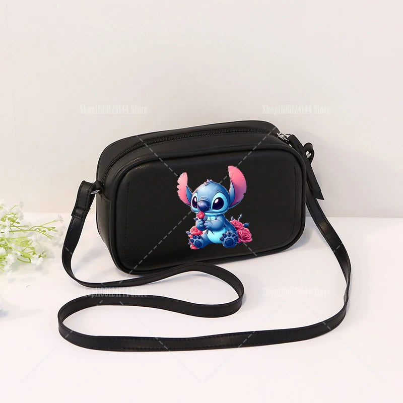 Lilo & Stitch Women Crossbody Zipper Mobile Phone Shoulder Bag Female Handbag Cartoon Multifunction Small Bag Lady Purse Gift