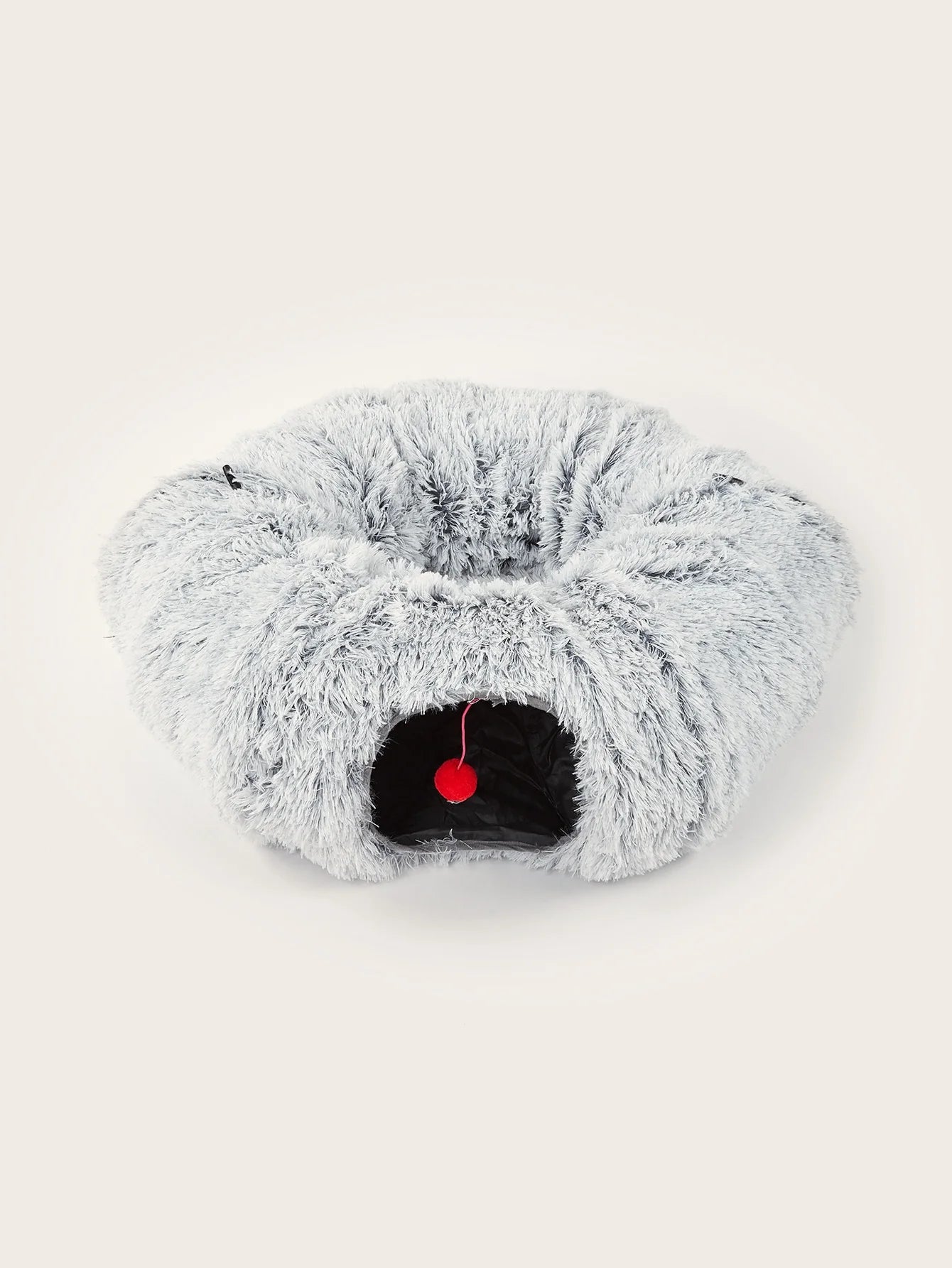 Winter Plush Cat Bed with Tunnel for Indoor Cats, Multifunctional Cat Tunnel Bed with Peephole, Fluffy Donut Cat Bed with Tunnel