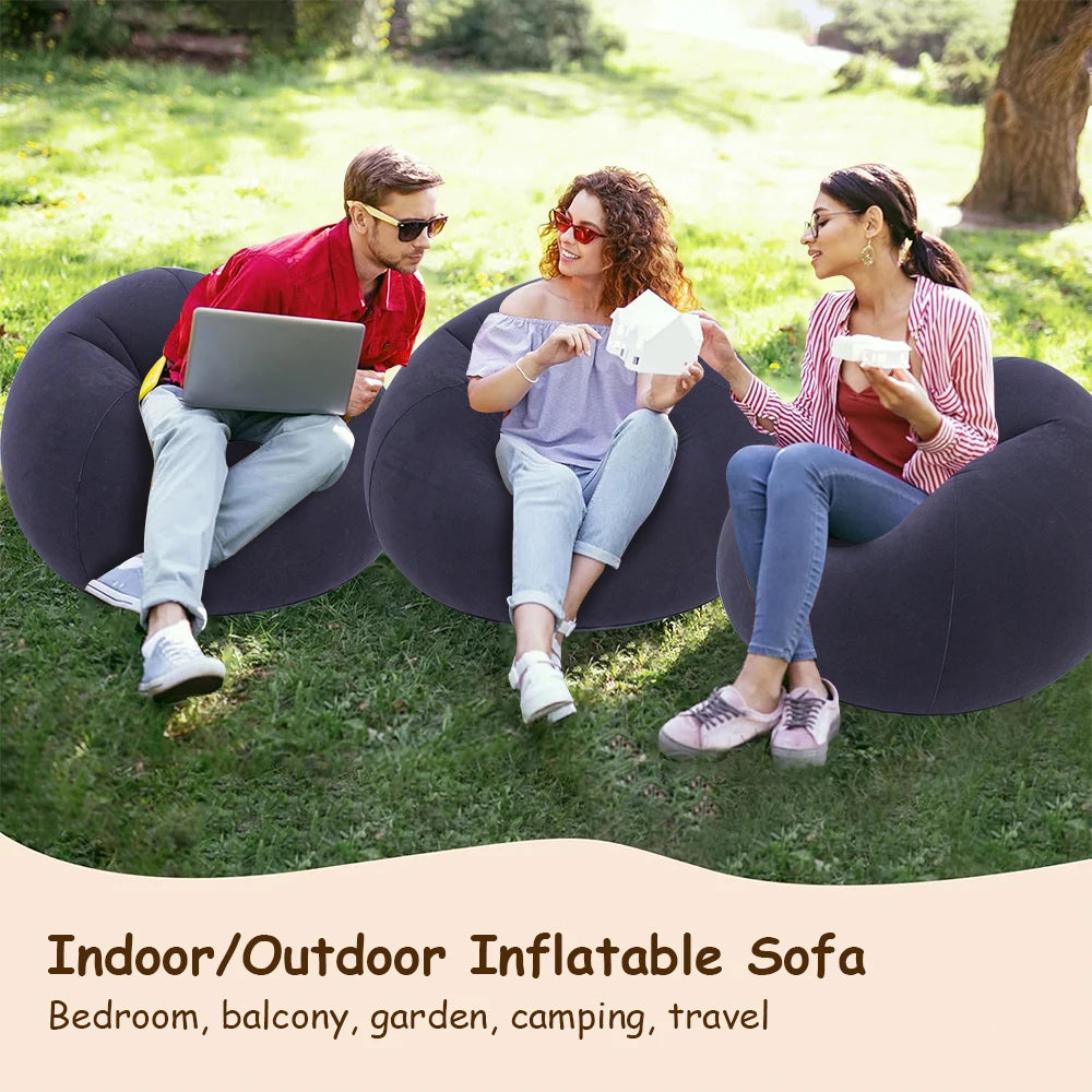 Inflatable Lazy Sofa Folding Portable Pvc Inflatable Air Chair for Living Room Outdoor Camping Convenient Beach Lounge Chair