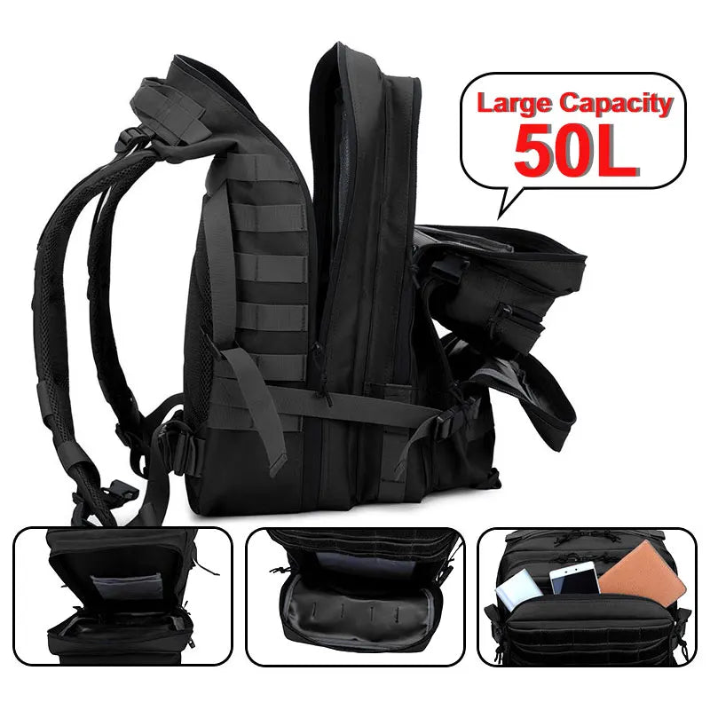 Outdoor Sports Multi-functional Bags50L  Tactical Backpack Men's Travel Large Capacity Rucksacks Men Waterproof