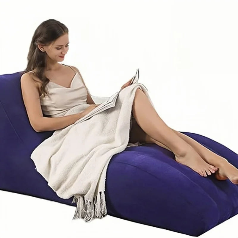 Leisure Inflatable Sofa Thickened Plush Lazy Sofa, S-Shaped Portable Inflatable Sofa Lounge Chair, Leisure and Comfortable Type