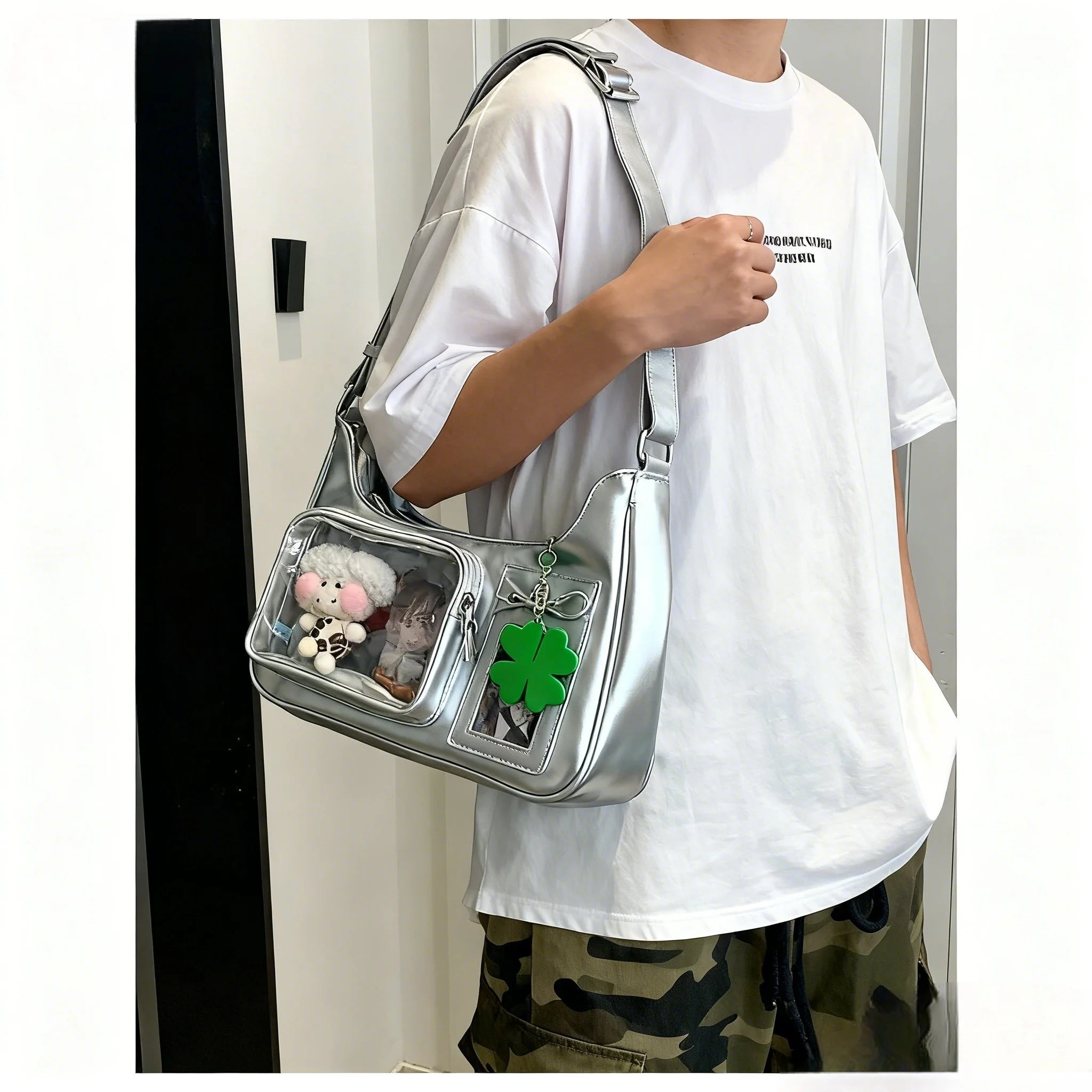 Y2k Harajuku Shoulder Bag Women Korean Transparent Ita Bag School Crossbody Bag Female Japanese Designer Preppy Handbag Purse