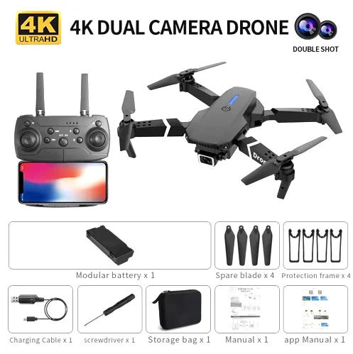 E88 Mini Drone 4K HD Camera WiFi FPV Foldable Quadcopter for Kids Adults Gift Toy RC Aircraft
