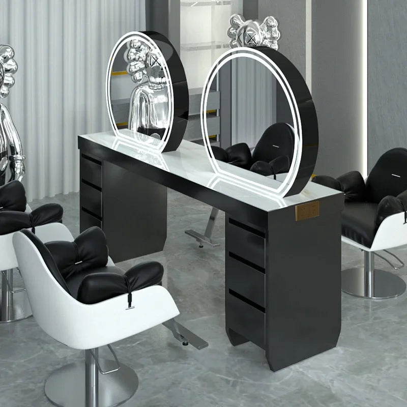 Barber shop hair salon special single and double-sided floor mirror table barber shop special hair mirror