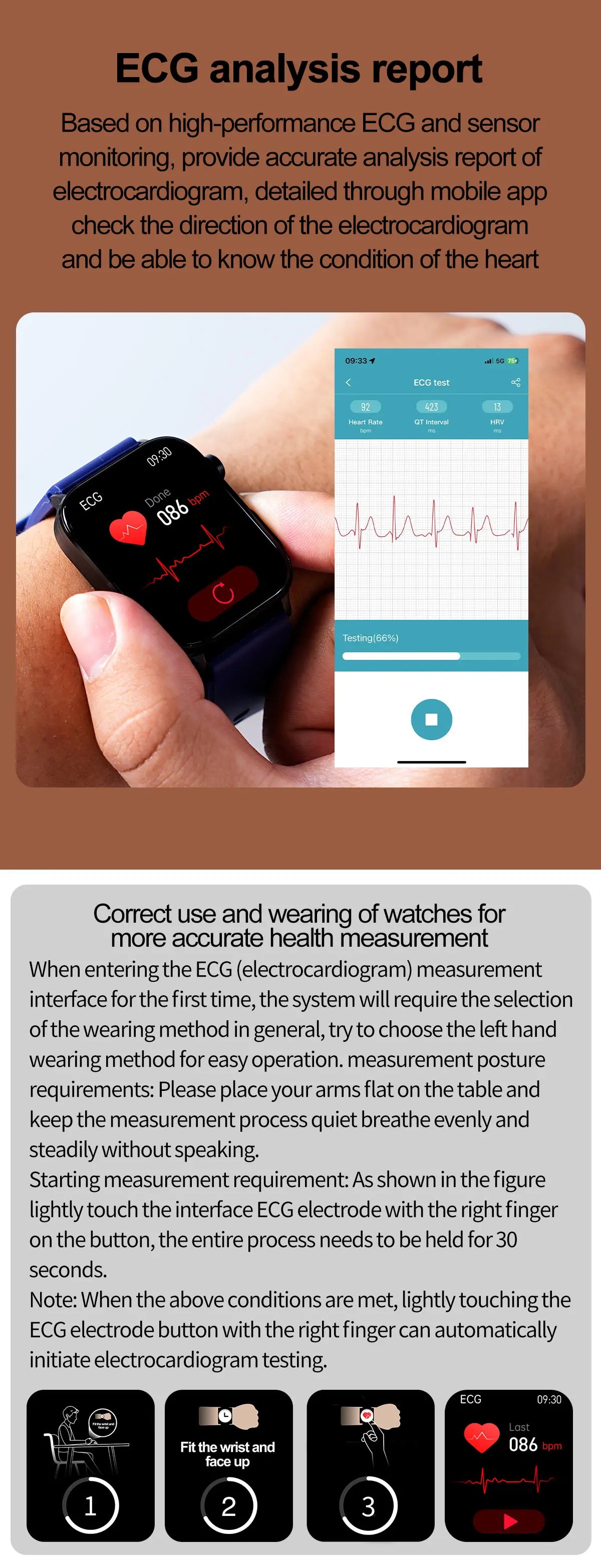 2024 New ECG+PPG Medical Grade Smart Watch Men Blood Glucose Blood Lipid Uric Acid Monitoring Bluetooth Call Health Smartwatches