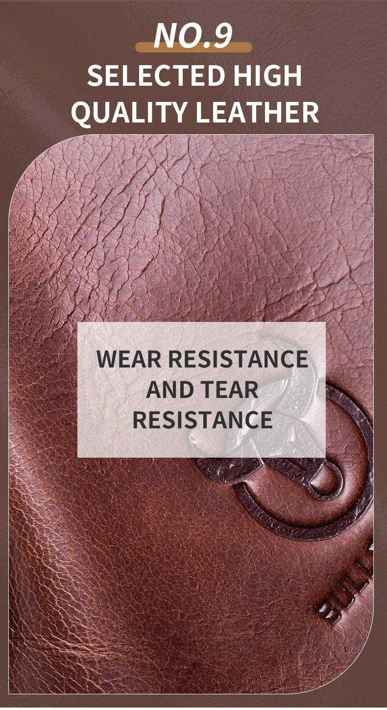 BULLCAPTAIN Men's Genuine Leather Chest Bag Casual Retro 7.9-inch Mobile Phone Bag Multifunctional Anti-Theft Crossbody Bag