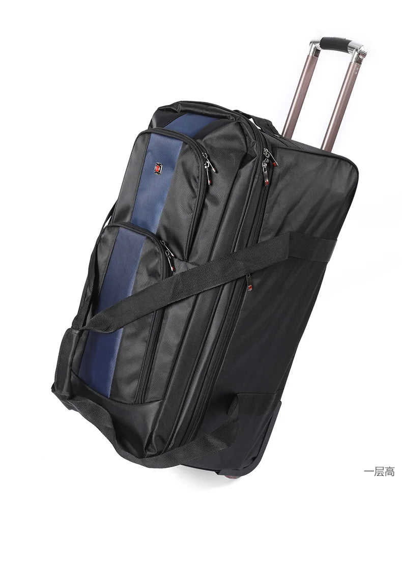 28/32 inch Large Capacity Rolling Luggage Trolley Bags with Wheels Waterproof Oxford Duffel Bag Wheeled Bag Travel Suitcase