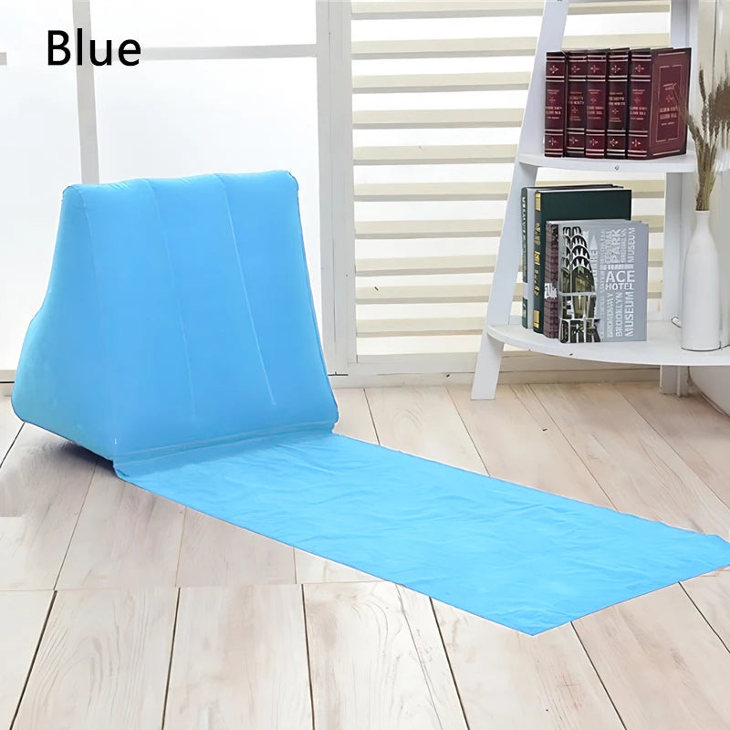 Inflatable Travel Mattress Foldable Soft Beach Mat Air Bed Chair Seat Camping Beaching Leisure Lounger Back Pillow Cushion