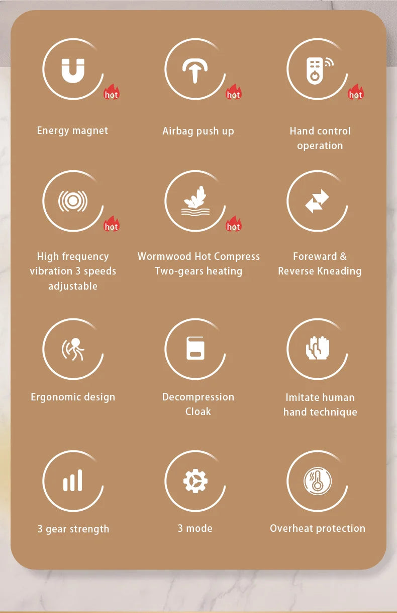 Electric Massage Neck Pillow Shiatsu Head Cervical airbag Ttraction Body Back Waist Massager Car with Heating Vibrating Massage