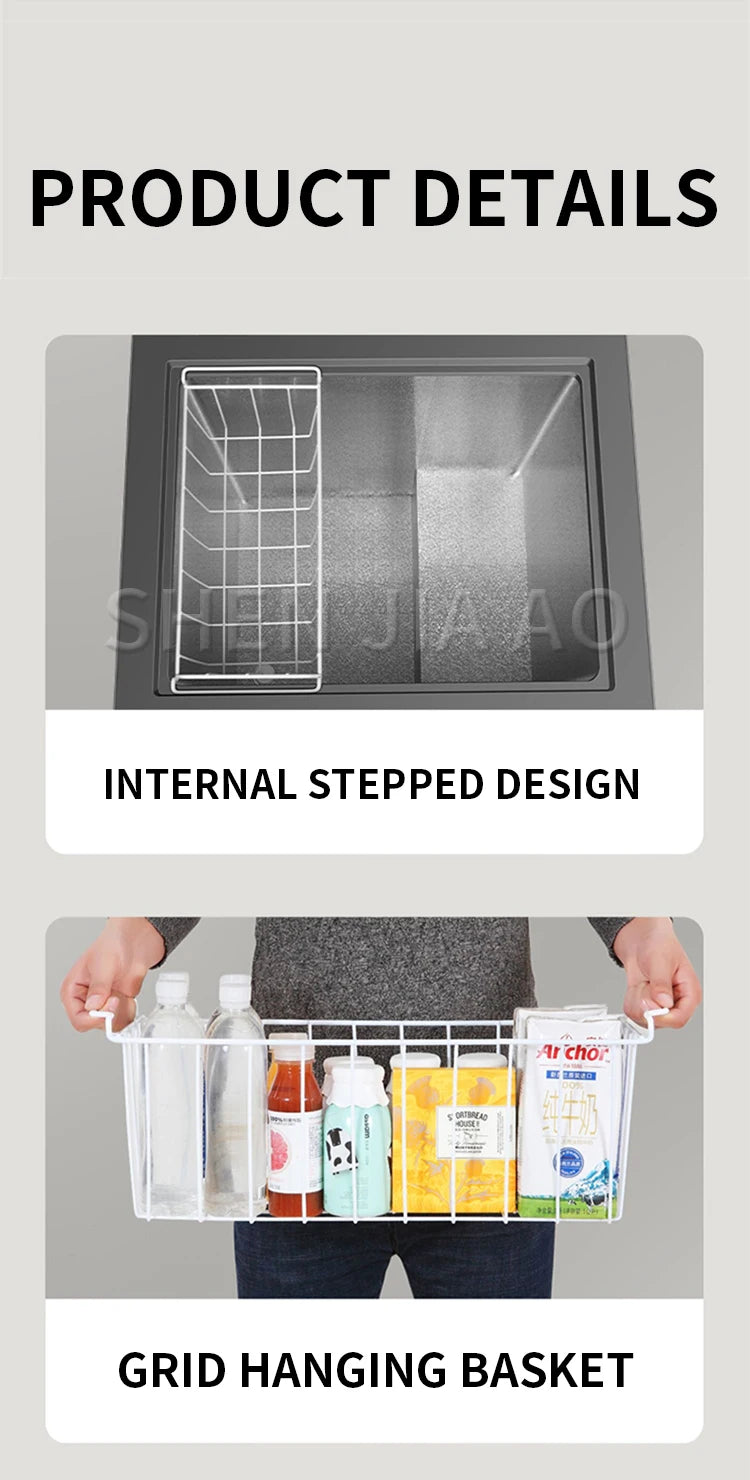 142L Household Freezer 6.8℉to -4℉with Removable Basket Free Standing Top Open Door Compact Freezer 450W Refrigerator For Home