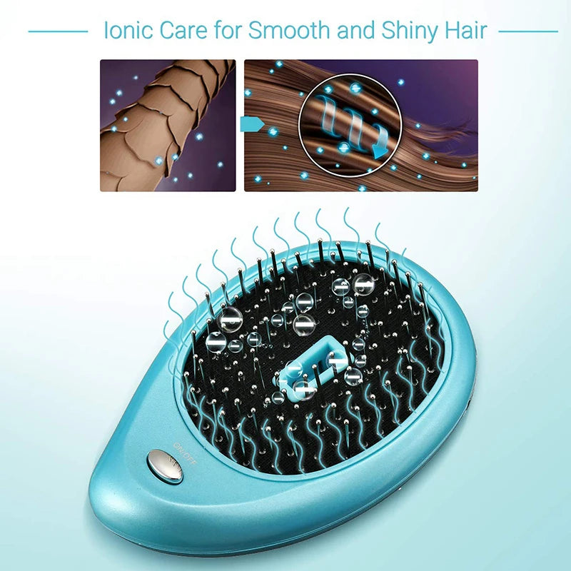 Hot Selling Battery Negative Ion Massage Comb Portable Negative Ion Massage Scalp Hair Brush To Relax The Scalp