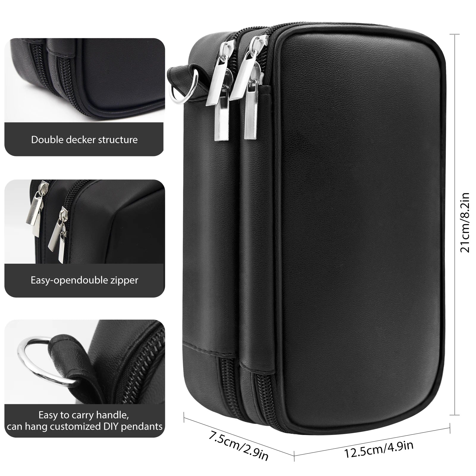 Insulin Bag for Diabetics - Pu Leather Double Layer Case for Insulin Pens, Test Kits, Travel Medical Organizer with Handle