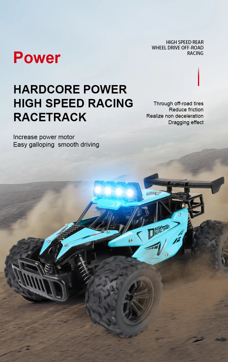 ZWN 1:16 2.4Gh Model RC Car With LED Lights 2WD Off-road Remote Control Climbing Vehicle Outdoor Cars Toys for Boys Girls Gifts