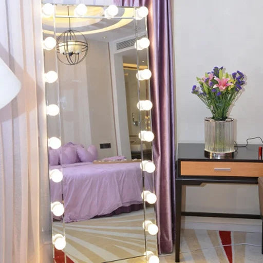 Full-length Mirror Modern Home Bedroom Furniture Floor Mirror with LED Bulbs